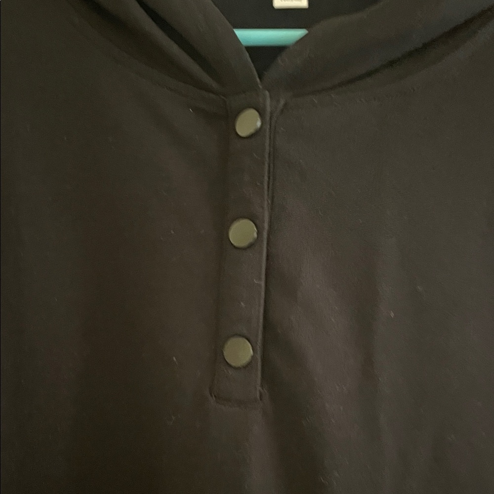 Threads 4 Thought Black Hooded Henley Sweatshirt with Snap Placket - Picture 2 of 5